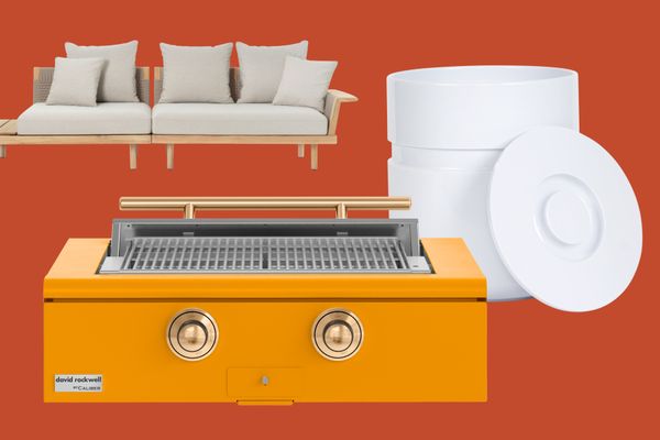 Clockwise from left: Embrace Outdoor Lounge Sofa by EOOS, Carl Hansen &amp; Søn; Asti Ice Bucket by Heller, and 36